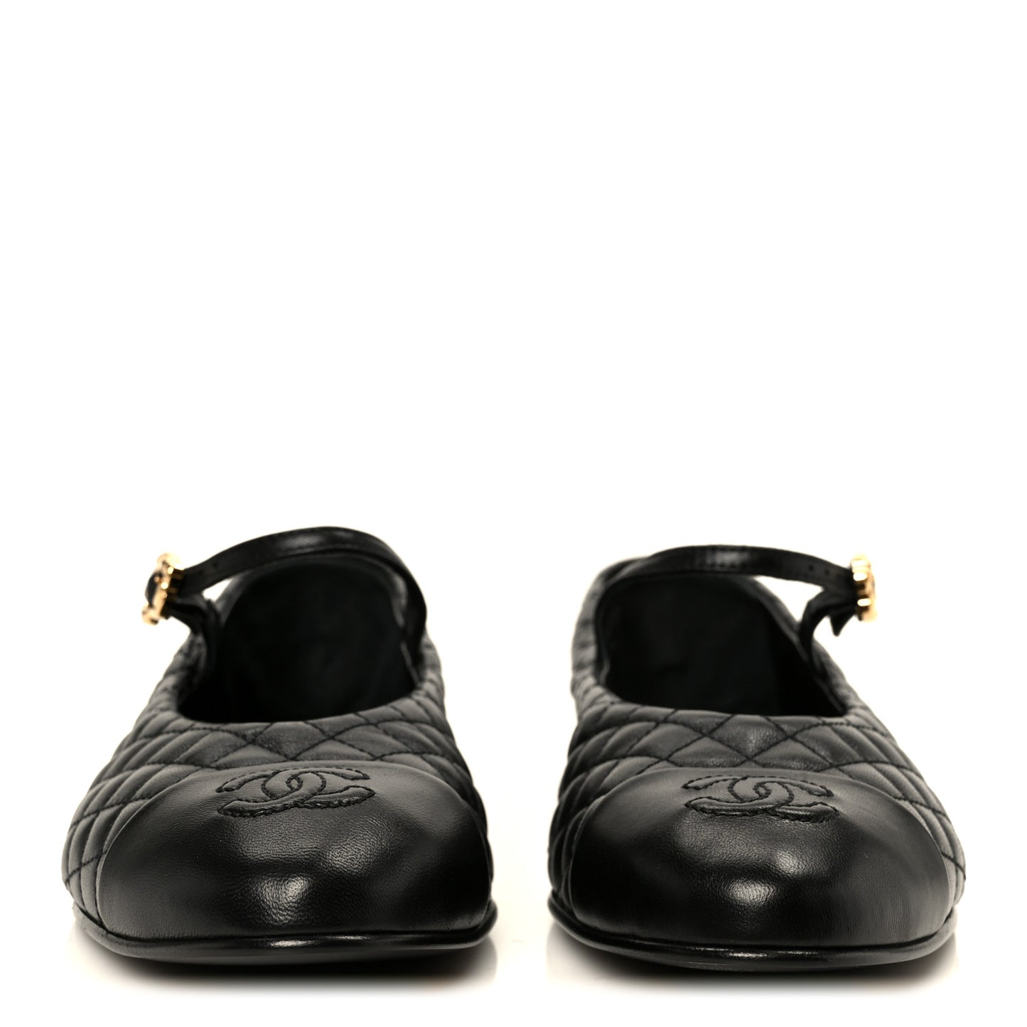 Lambskin Quilted Mary Jane Flats 36.5 Black