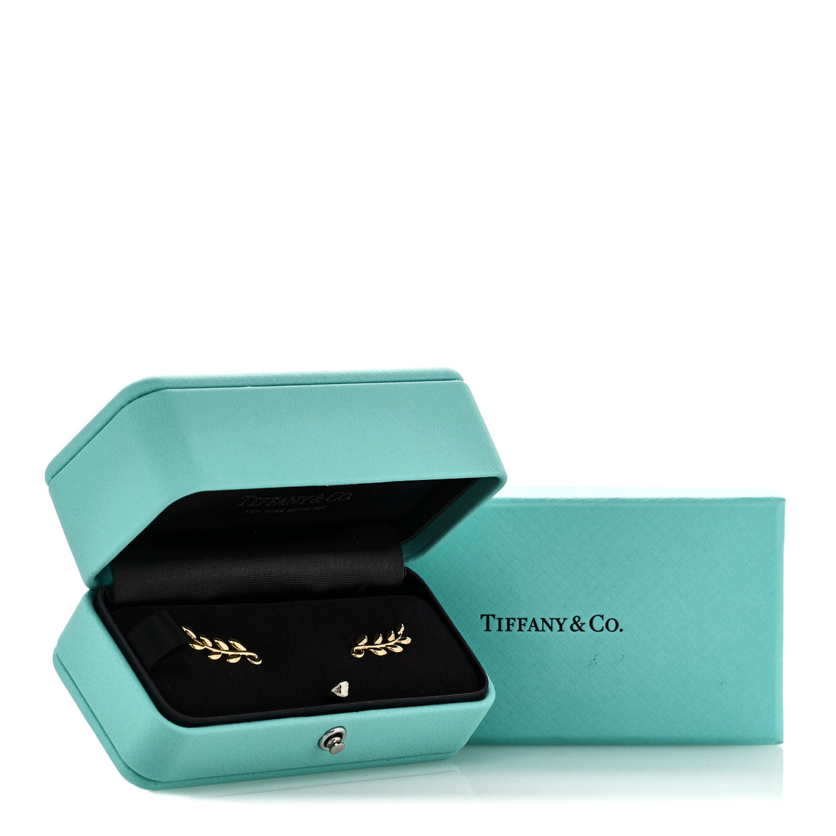 Tiffany 18K Yellow Gold Paloma Picasso Olive Leaf Climber Earrings 5 of 5