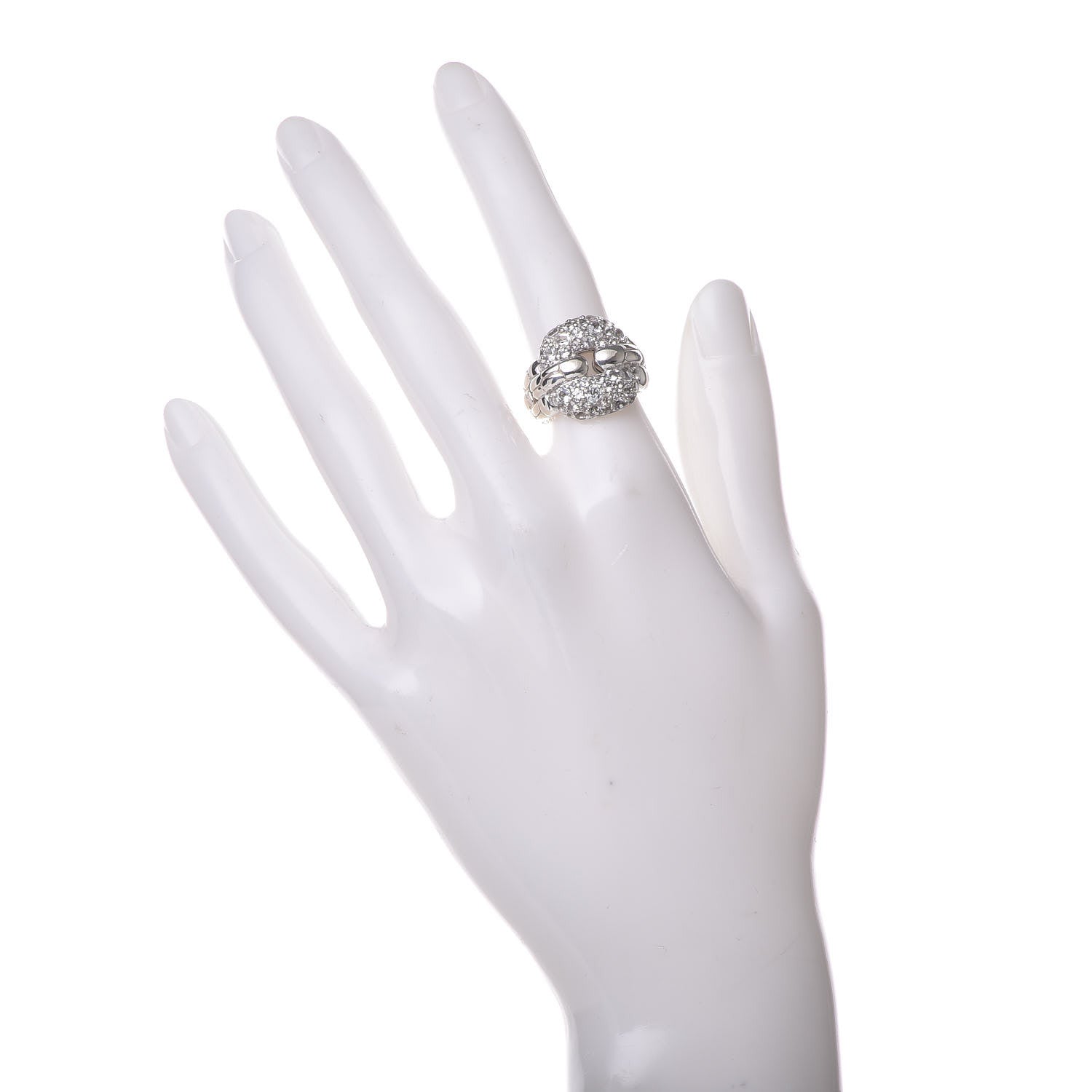 John Hardy Sterling Silver White Sapphire Kali Square Link Ring 49 5 2 of 5