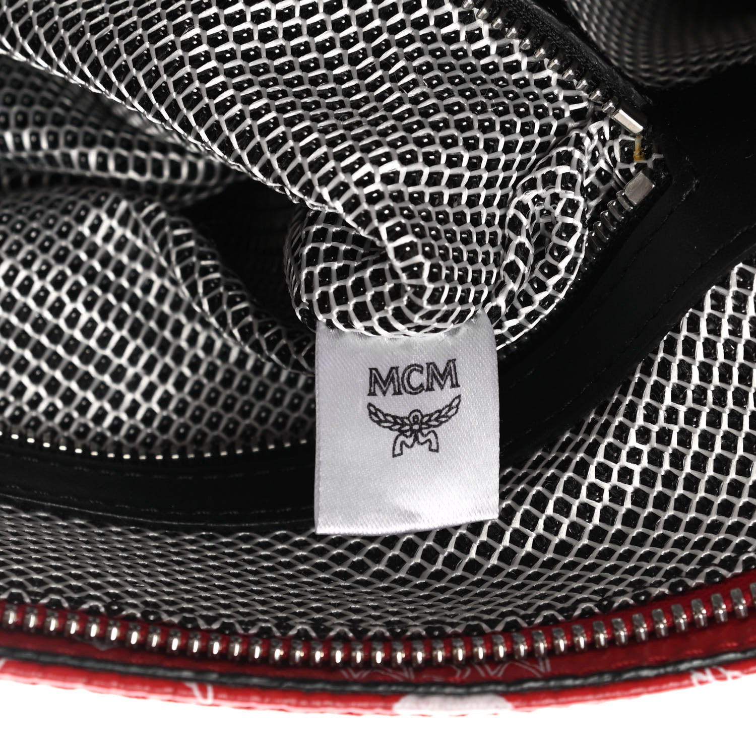 MCM Visetos Medium Zip Pouch Red 7 of 10