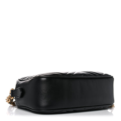 Gucci Calfskin Matelasse Small GG Marmont Chain Shoulder Bag Black 4 of 13