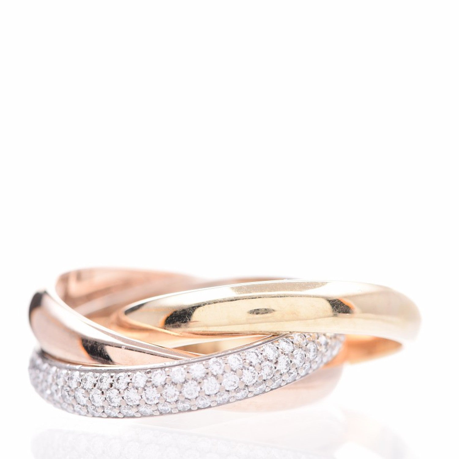 Cartier 18K White Yellow Pink Gold Diamond Classic Trinity Paved Ring 56 7.5 3 of 6