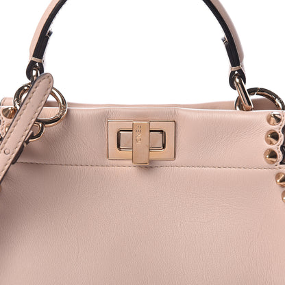 Fendi Vitello Seta Shiny Nappa Scalloped Studded Mini Peekaboo Iconic Satchel Soap 8 of 10