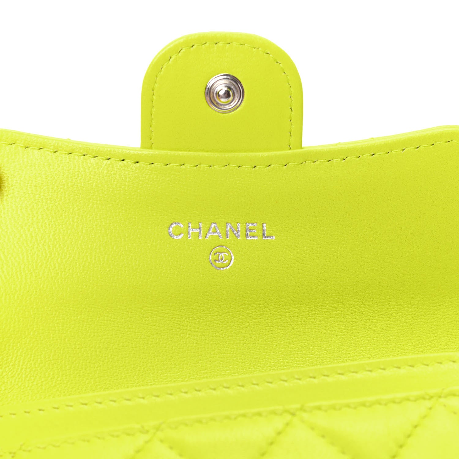 Chanel Lambskin Quilted Flap Card Holder Wallet Yellow 6 of 9