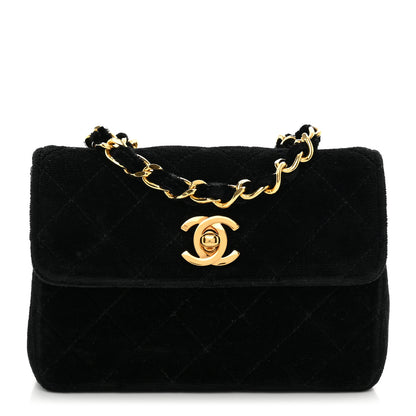 Chanel Velvet Quilted Extra Mini Rectangular Flap Black 1 of 10