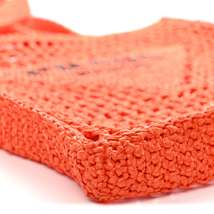 Prada Yarn Raffia Effect Crochet Logo Embroidered Tote Bag Arancio 8 of 9