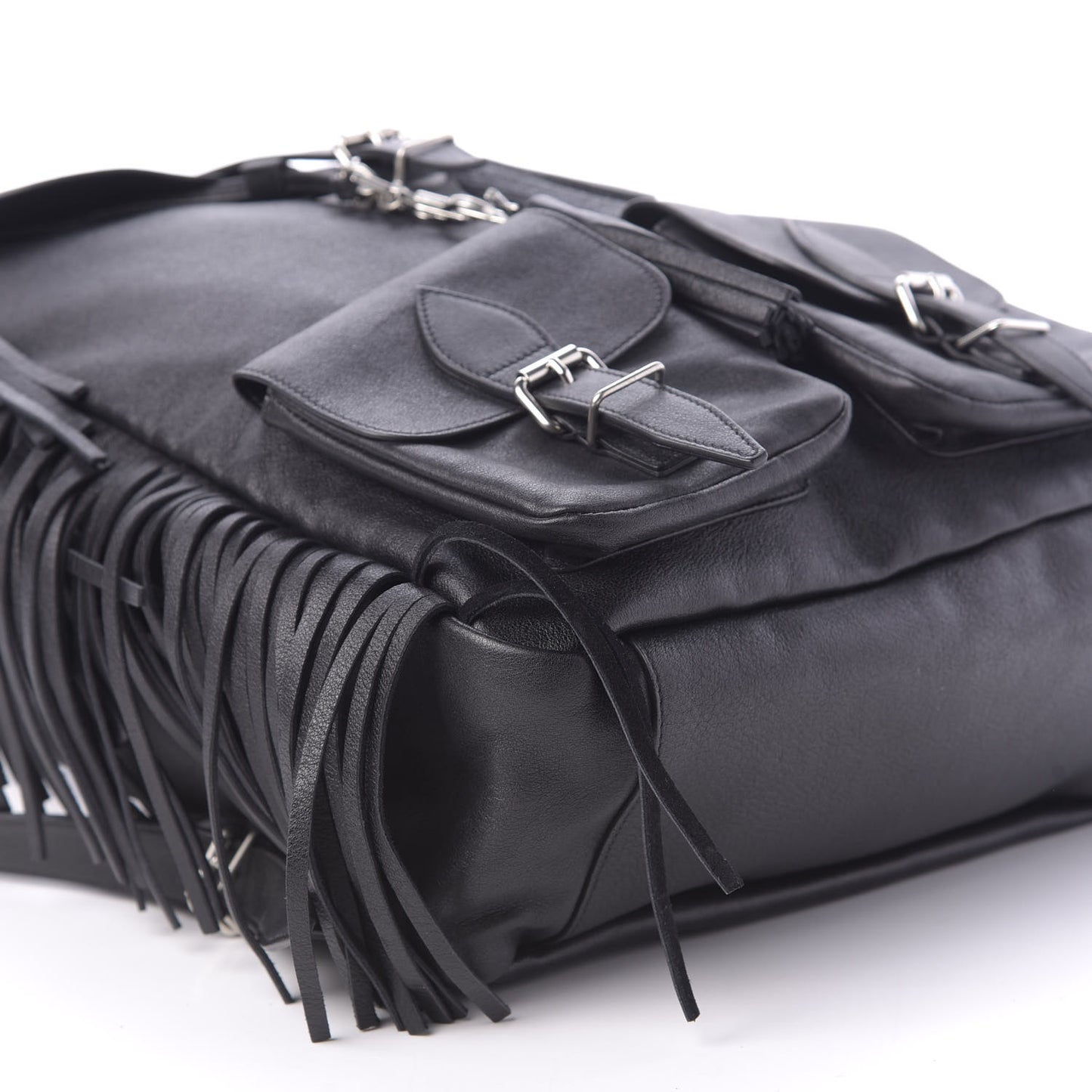 Calfskin Fringe Festival Backpack Black
