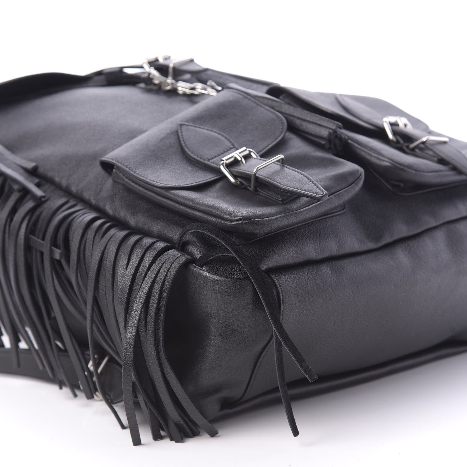 Saint Laurent Calfskin Fringe Festival Backpack Black 5 of 10