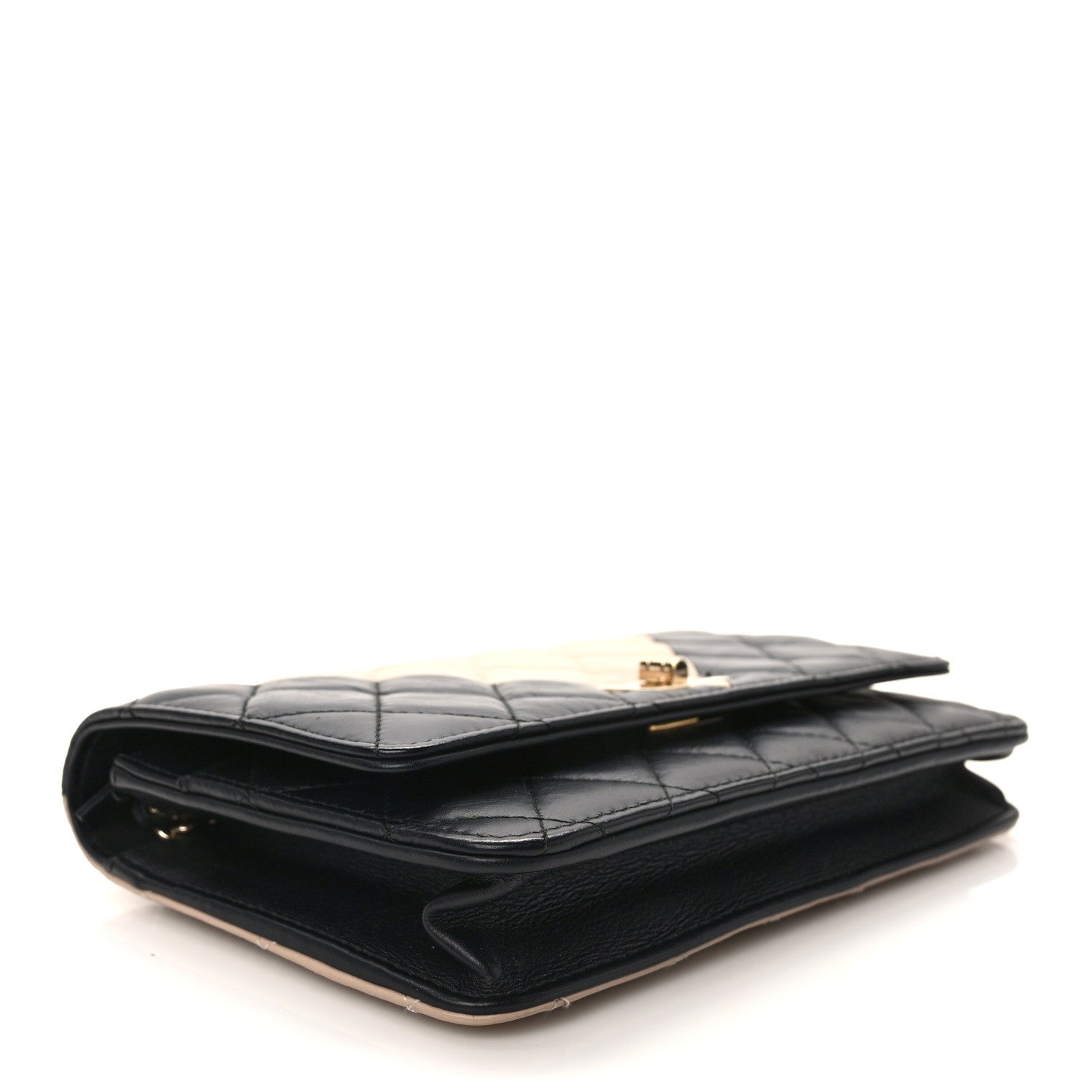 Chanel Aged Calfskin Quilted Reissue Wallet On Chain WOC Beige Black 4 of 14