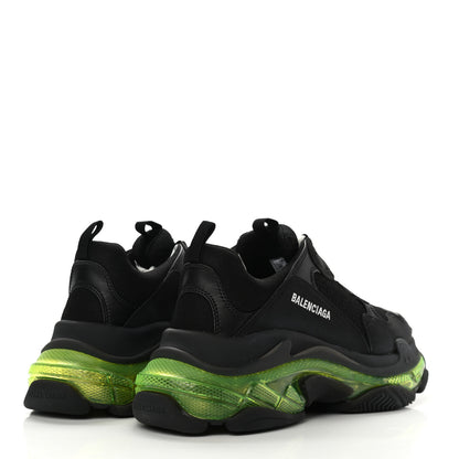 Balenciaga Fabric Mesh Clear Sole Mens Triple S Sneakers 42 Black Yellow Fluo 4 of 9
