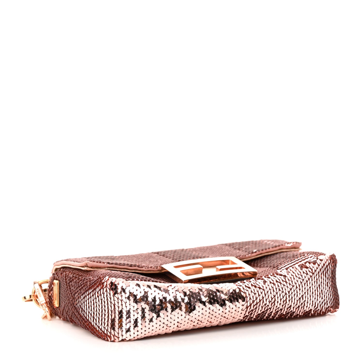 Fendi Sequin Metallic Nappa Pequin Mini Baguette Rame 4 of 13