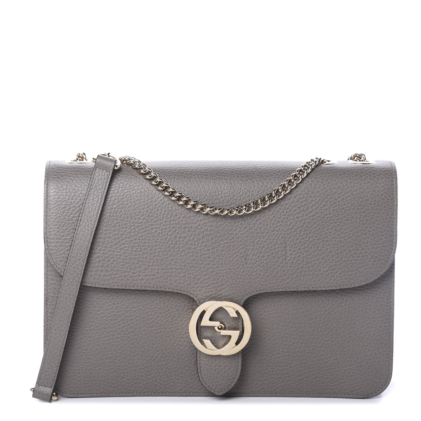 Dollar Calfskin Interlocking G Shoulder Bag Loess