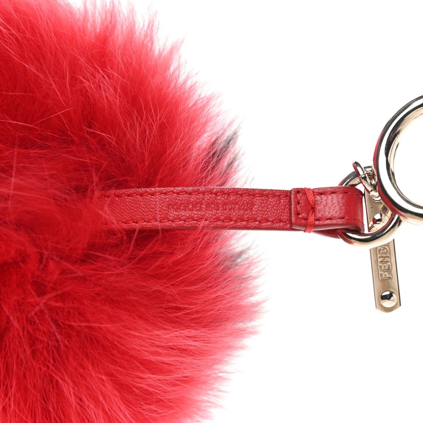 Fox Fur Shiny Nappa Bi-Color A ABCharm Bag Charm Rosso Chiaro Moro Strawberry