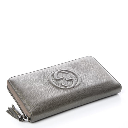 Gucci Metallic Pebbled Calfskin Soho Zip Around Wallet Sasso 4 of 11
