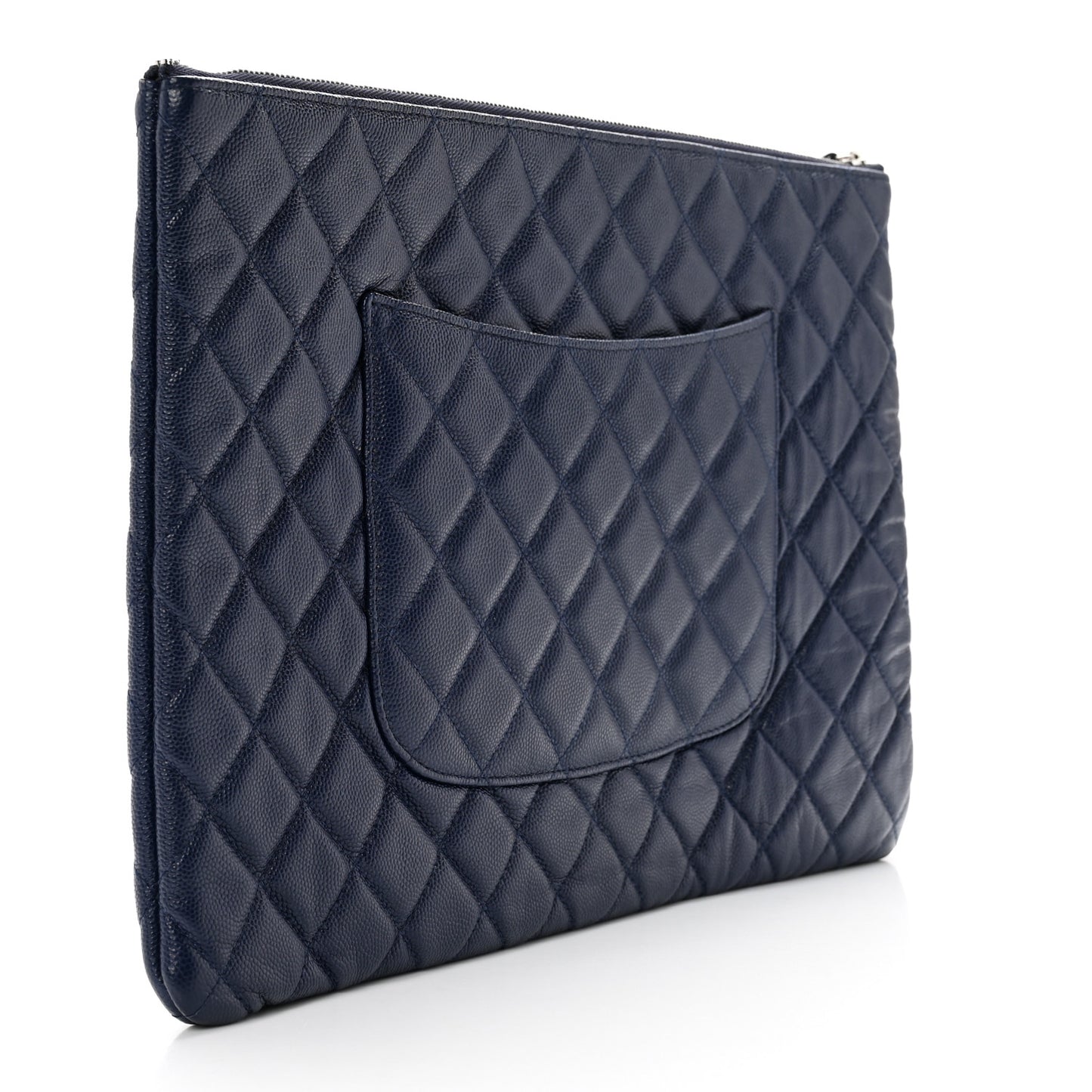 Caviar Quilted Large Cosmetic Case Navy