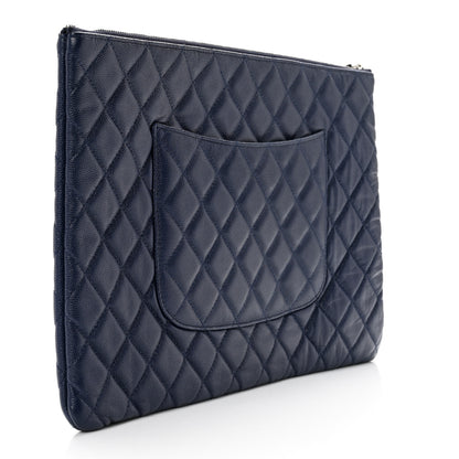 Chanel Caviar Quilted Large Cosmetic Case Navy 3 of 8