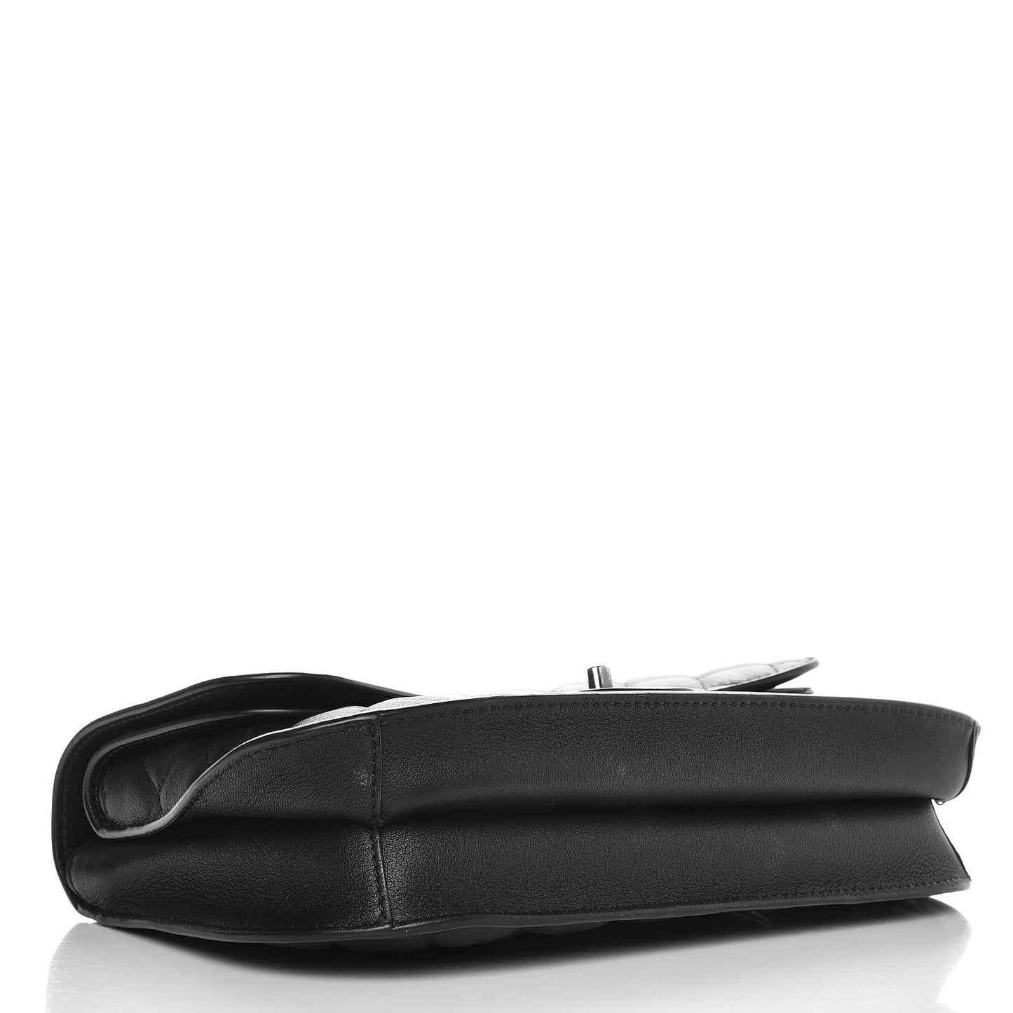Lambskin Quilted Large Natural CC Flap Black