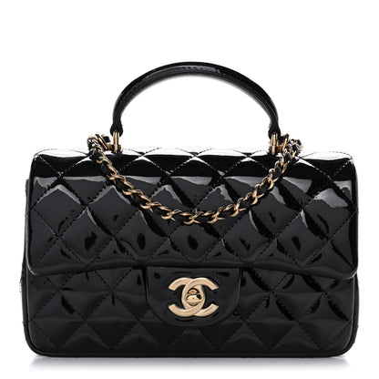 Chanel Patent Quilted Mini Top Handle Rectangular Flap Black 1 of 11