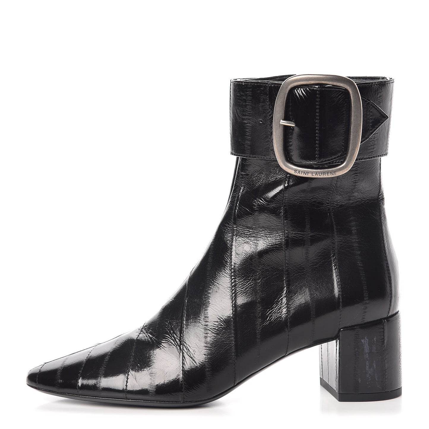 Shiny Eel Joplin Buckle Booties 36 Black