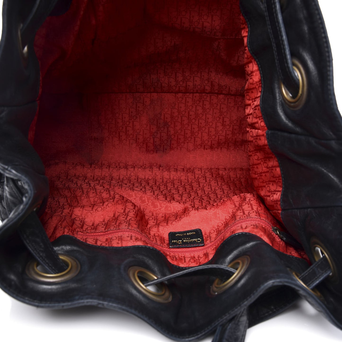 Lambskin Cannage Drawstring Bag Black