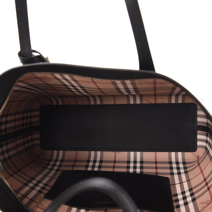 Burberry Grainy Calfskin Haymarket Check Medium Reversible Tote Black 5 of 9