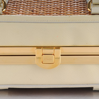 Prada Wicker Saffiano Pyramid Bag Naturale Talco 8 of 9