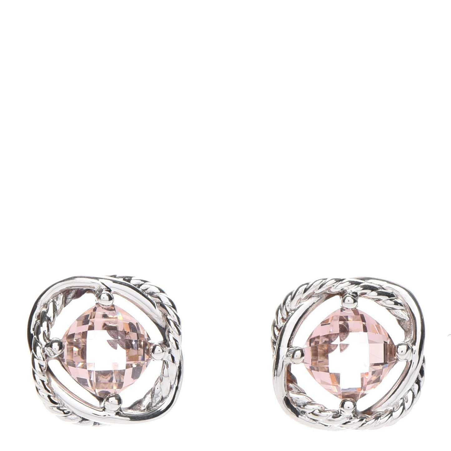 Sterling Silver Morganite 7mm Infinity Earrings