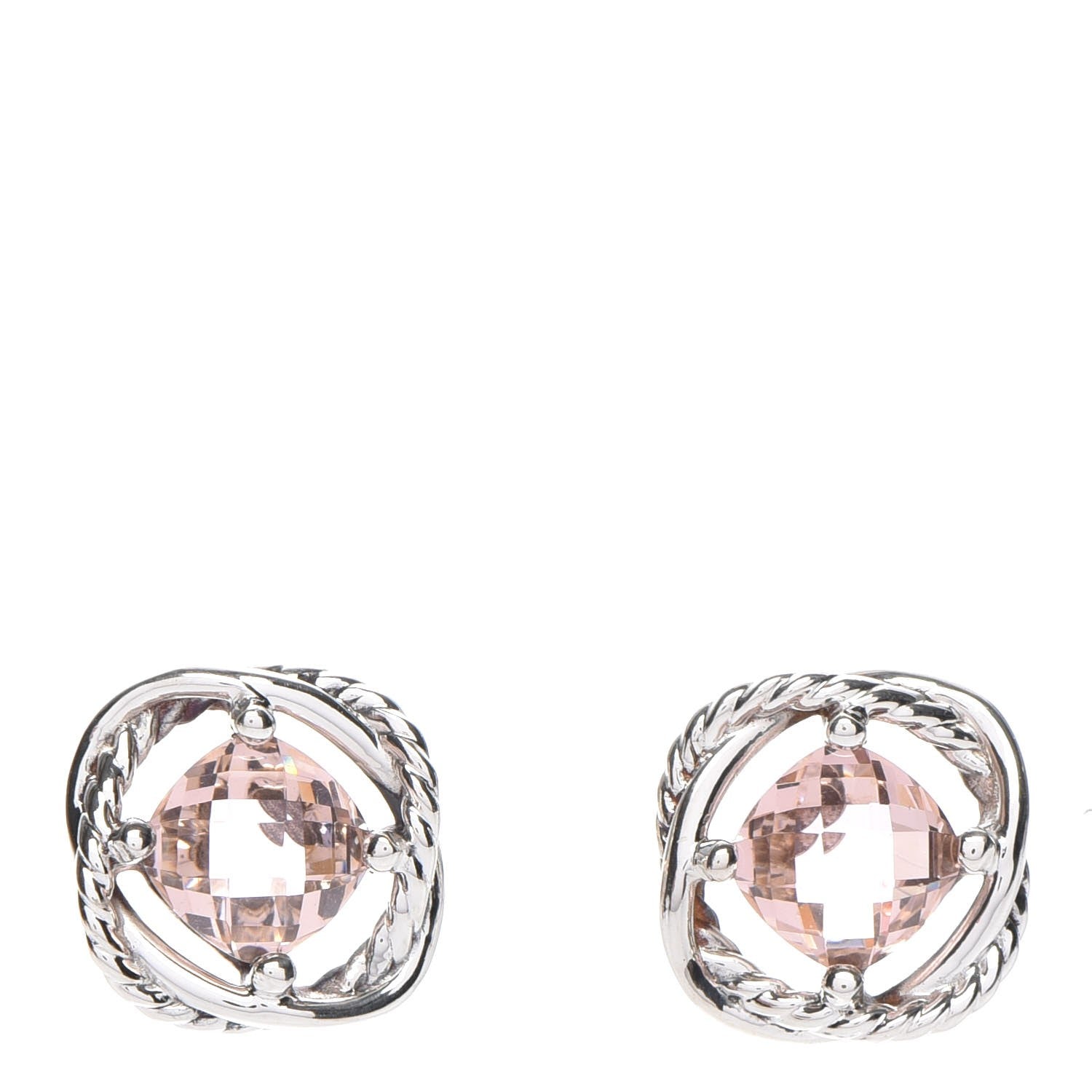 David Yurman Sterling Silver Morganite 7mm Infinity Earrings 1 of 5