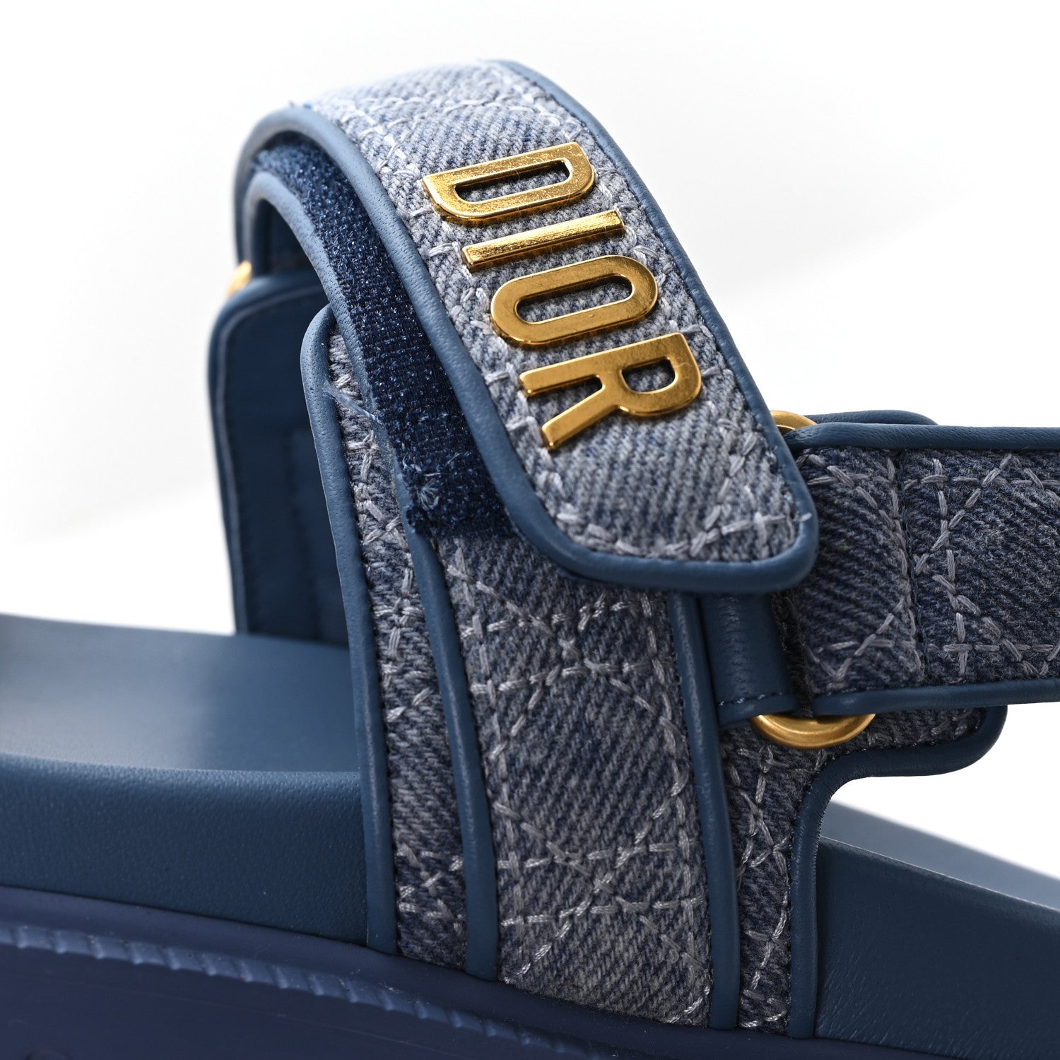 Christian Dior Denim Cannage Embroidered Dioract Sandals 35 Blue