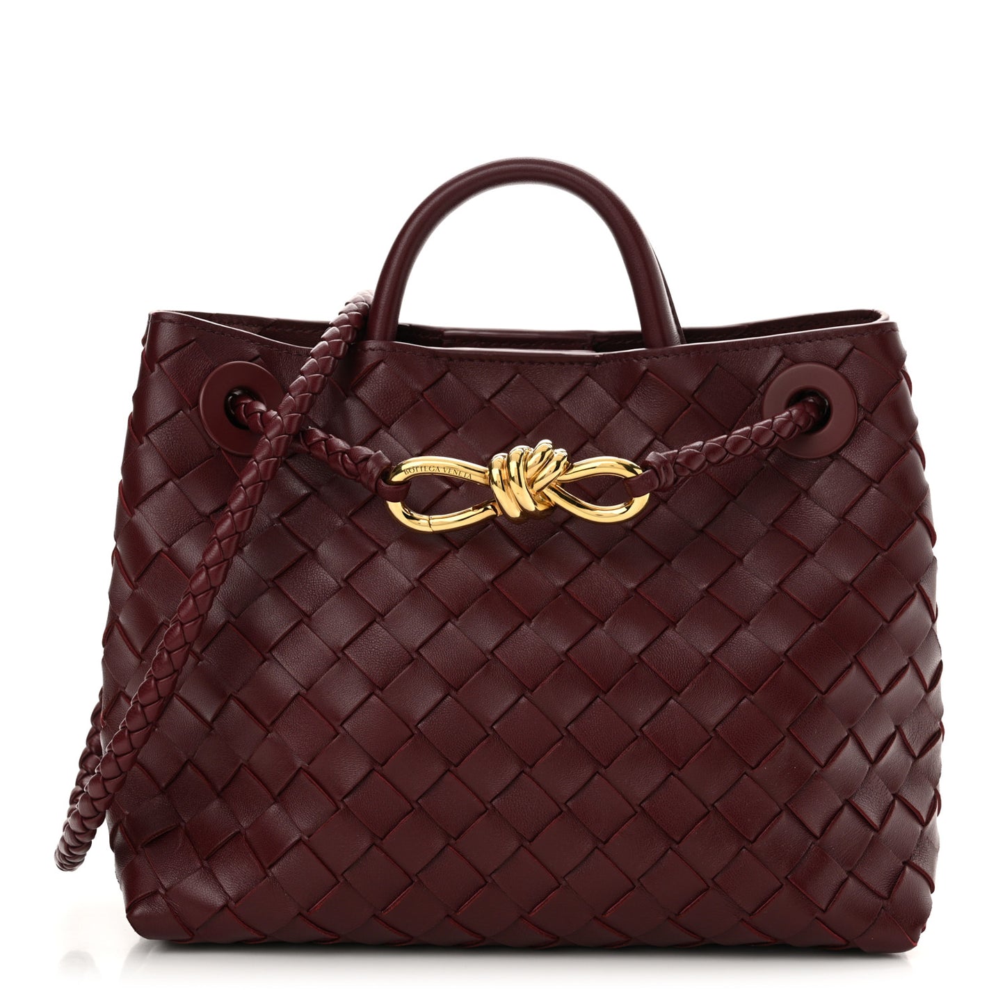 Nappa Intrecciato Small Andiamo Shoulder Bag Barolo