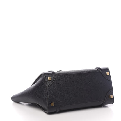 Celine Drummed Calfskin Micro Luggage Midnight 4 of 9