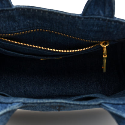 Prada Denim Small Logo Tote Bleu 5 of 9