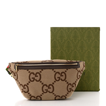 Gucci Monogram Jumbo GG Textured Dollar Calfskin Web Belt Bag Camel Ebony New Acero 11 of 11
