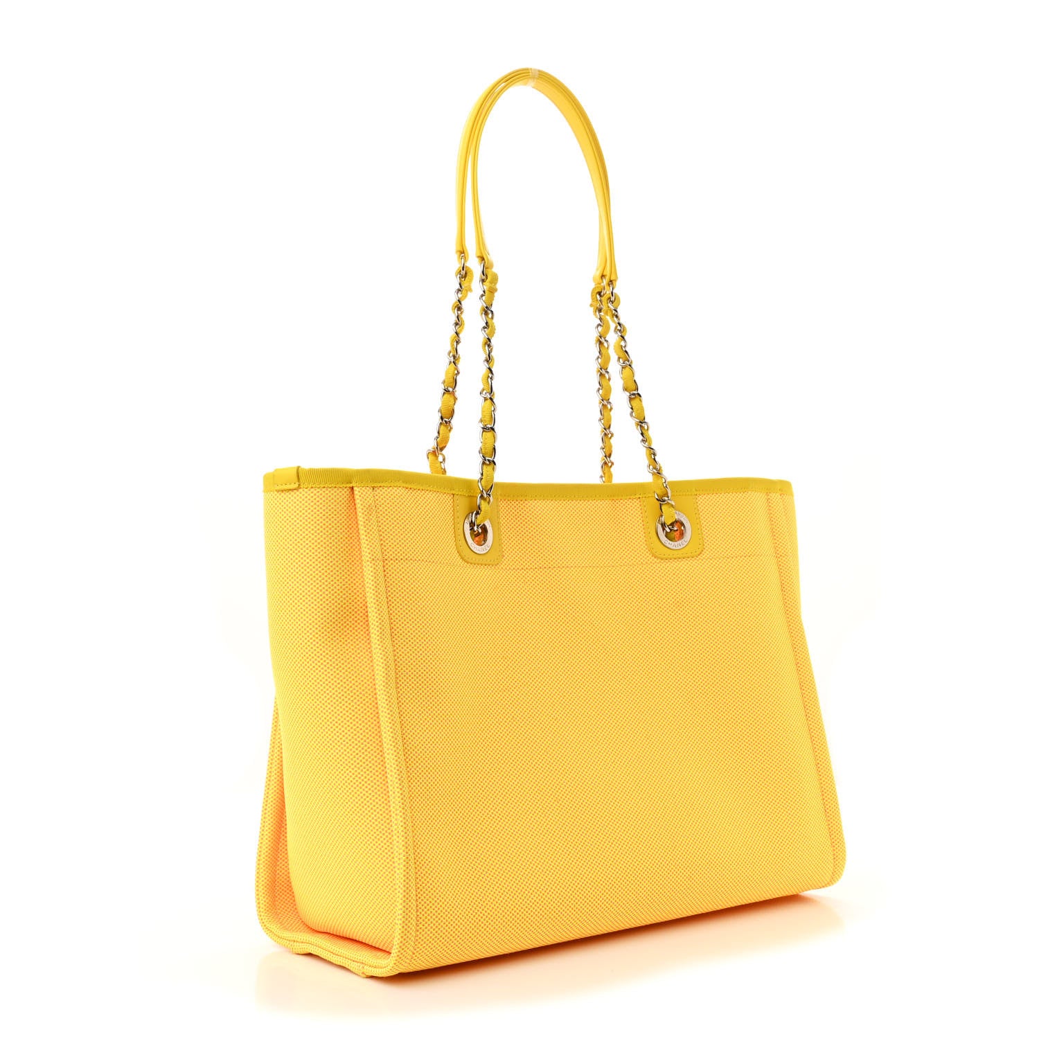 Chanel Mixed Fibers Small Deauville Tote Yellow Orange 3 of 11