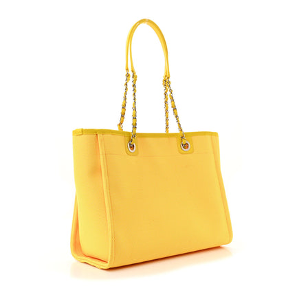 Chanel Mixed Fibers Small Deauville Tote Yellow Orange 3 of 11