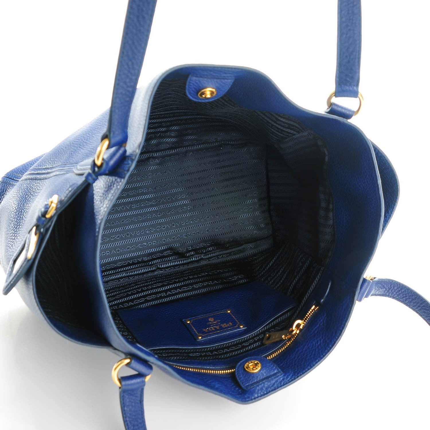 Prada Vitello Daino Side Pocket Shoulder Bag Inchiostro 5 of 8
