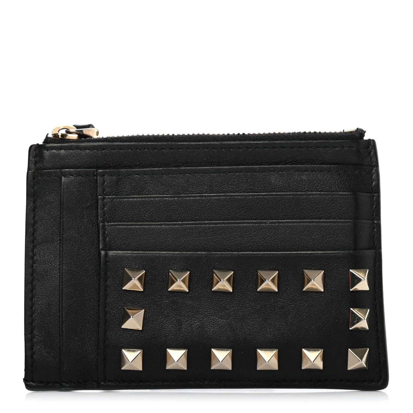 Vitello Rockstud Coin Case Card Holder Black