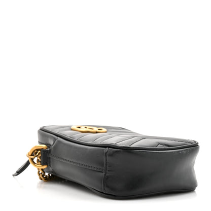 Gucci Calfskin Matelasse Mini GG Marmont Crossbody Bag Black 4 of 16