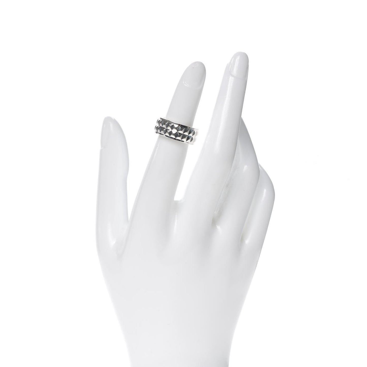 Sterling Silver Two Row Diamond Point Band Ring 47 4