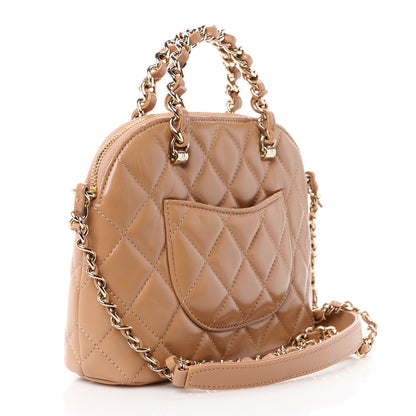 Chanel Shiny Lambskin Quilted Shiny Coco Clutch With Chain Dark Beige 3 of 10