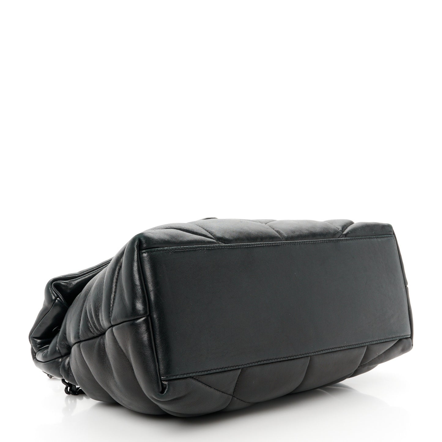 Lambskin Quilted Monogram Monochrome Medium Loulou Puffer Chain Satchel Black