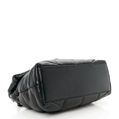 Saint Laurent Lambskin Quilted Monogram Monochrome Medium Loulou Puffer Chain Satchel Black 4 of 11