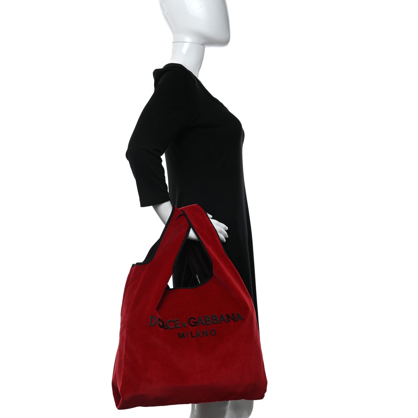 Velvet Logo Market Shopping Bag Red