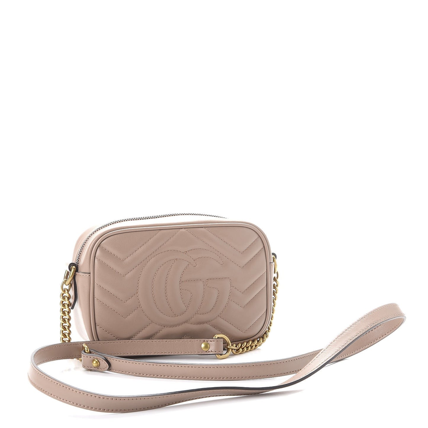Calfskin Matelasse Mini GG Marmont Chain Shoulder Bag Porcelain Rose