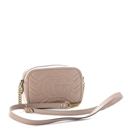 Gucci Calfskin Matelasse Mini GG Marmont Chain Shoulder Bag Porcelain Rose 3 of 8
