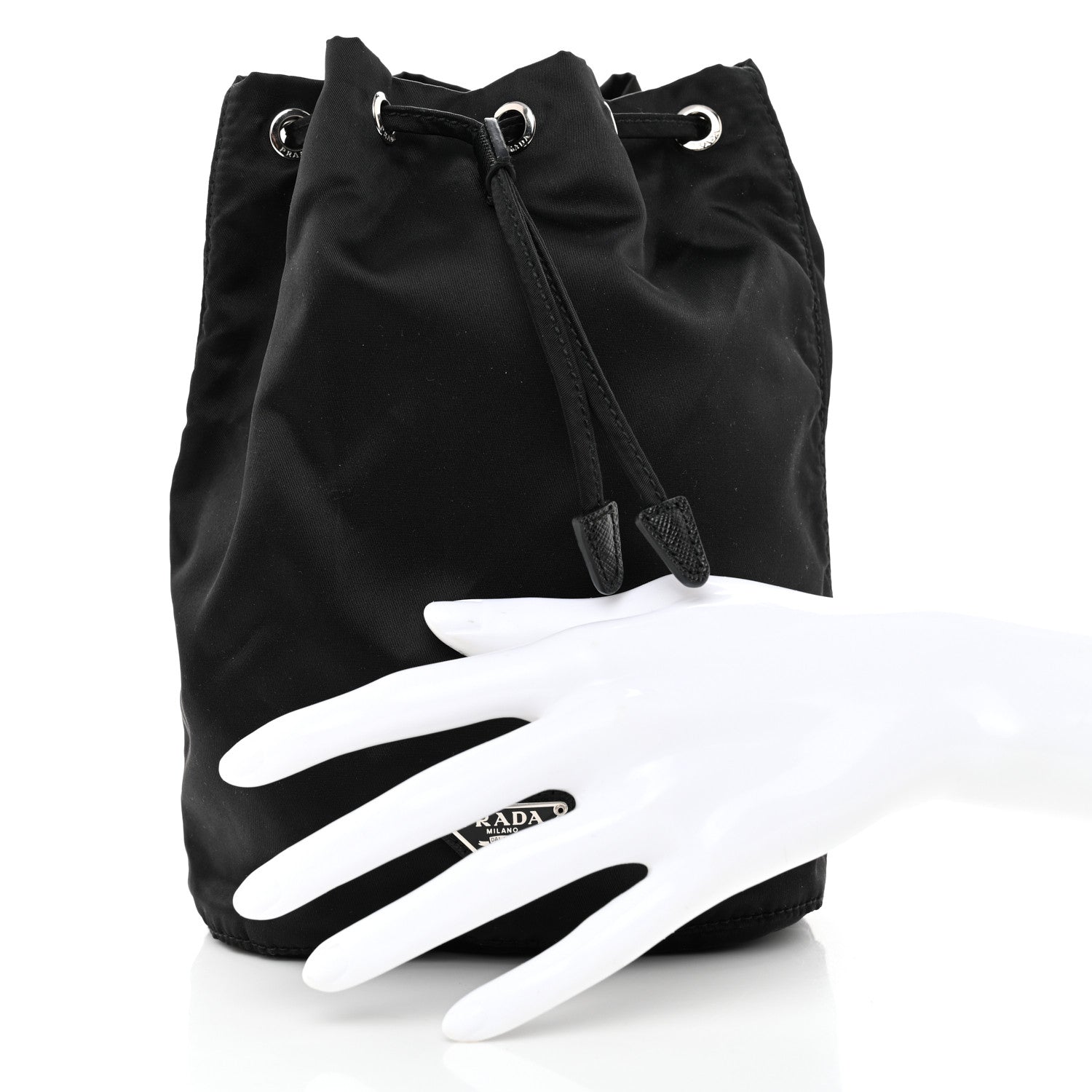 Prada Nylon Vela Drawstring Pouch Black 2 of 8
