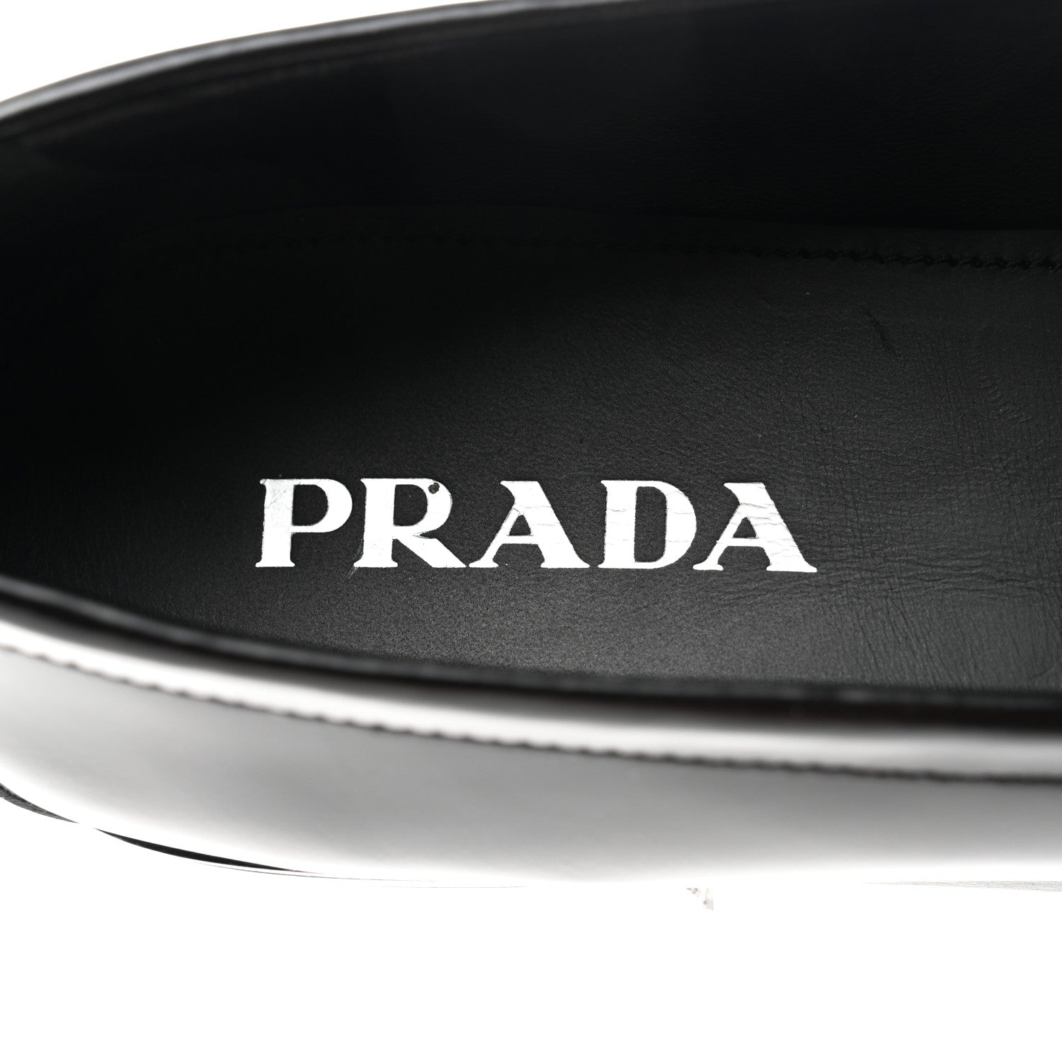 Prada Brushed Calfskin Metal Triangle Logo 20mm Loafers 40 Black 6 of 8
