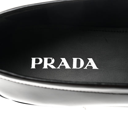 Prada Brushed Calfskin Metal Triangle Logo 20mm Loafers 40 Black 6 of 8