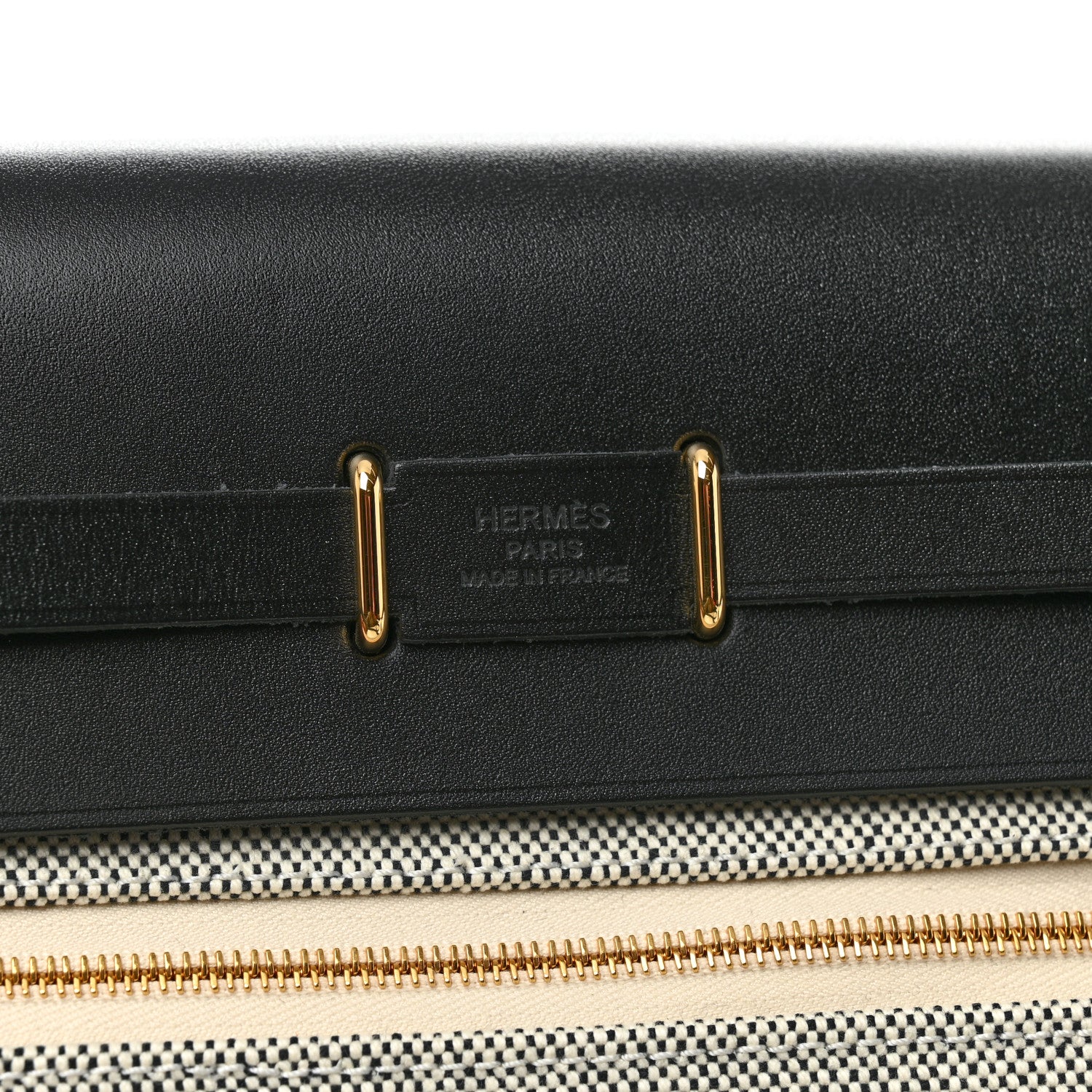Hermes Military Toile Vache Hunter Herbag Zip Retourne 20 Ecru Black 6 of 11
