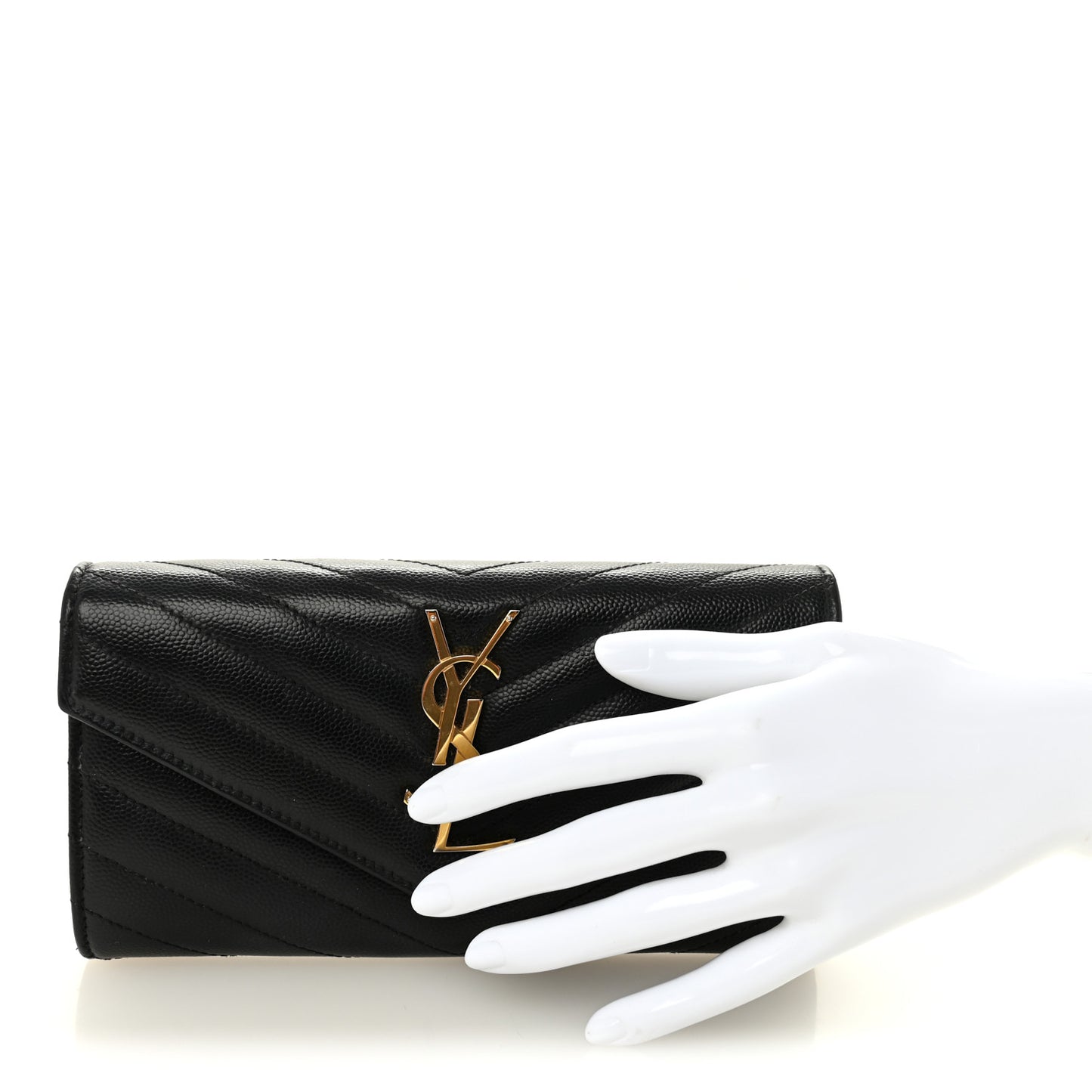 Grain De Poudre Matelasse Chevron Monogram Flap Wallet Black